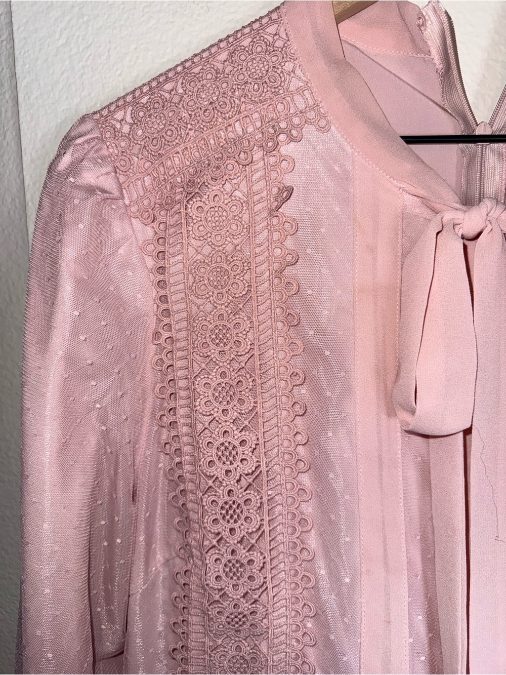 IVY CITY CO Country cottage core vintage inspired Pink lace overlay dress L - Picture 5 of 6